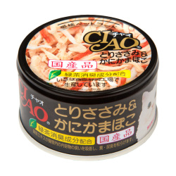 CIAO - 雞肉、蟹柳棒貓罐頭 - 85 克 到期日：2025-11-07