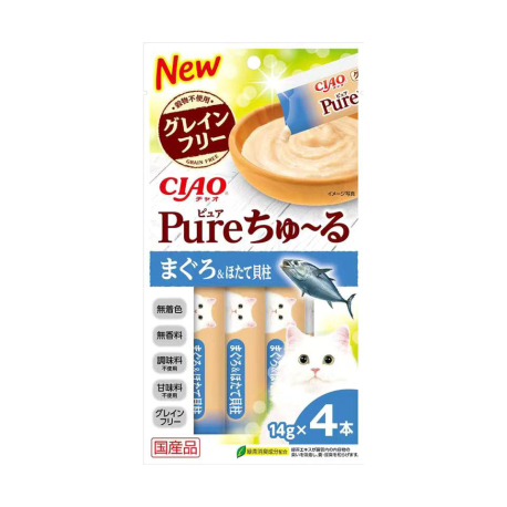 CIAO - Pure 超奴 吞拿魚+帶子醬 - 4x14 克 到期日：2025-12-31