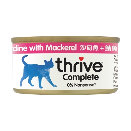 Thrive 脆樂芙 - 整全貓罐頭 (沙甸魚+鯖魚) - 75 克 到期日：2026-01-05