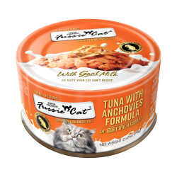 Fussie Cat - 極品吞拿魚 + 鳀魚山羊奶湯汁主食貓罐 - 70克 到期日：2026-01-26