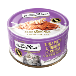 Fussie Cat - 極品吞拿魚 + 雞肉山羊奶湯汁主食貓罐 - 70克 到期日：2026-01-27