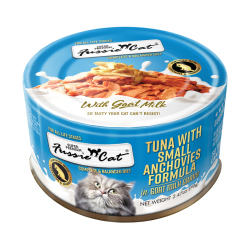 Fussie Cat - 極品吞拿魚 + 小鳀魚山羊奶湯汁主食貓罐 - 70克 到期日：2026-01-27
