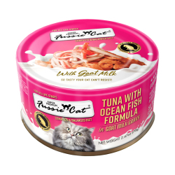 Fussie Cat - 極品吞拿魚 + 海魚山羊奶湯汁主食貓罐 - 70克 到期日：2026-01-28