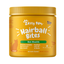 Zesty Paws - Hairball Bites 毛球控制咀嚼軟粒 - 煙肉味(貓用) 到期日：2026-01-31