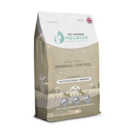 Pet Universe Nourish - 鮮雞肉白身魚化毛球配方貓糧 - 1 公斤 到期日：2026-03-19