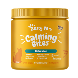 Zesty Paws - Calming Bites 情緒舒緩咀嚼軟粒 - 煙肉味(貓用) 到期日：2026-08-30