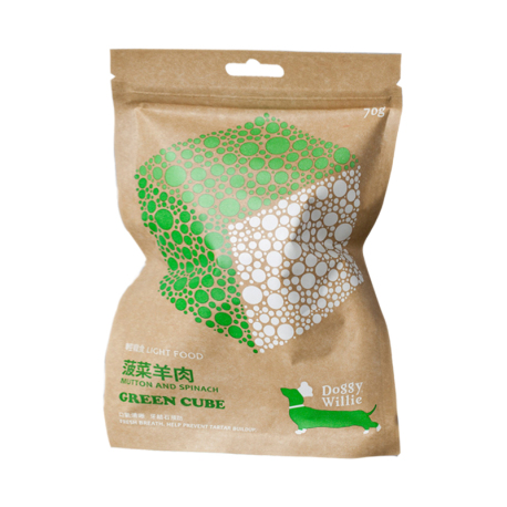 小犬威利 - CUBE 高纖零食系列低卡高纖菠菜羊肉零食 - 70 克 到期日：2026-09-14