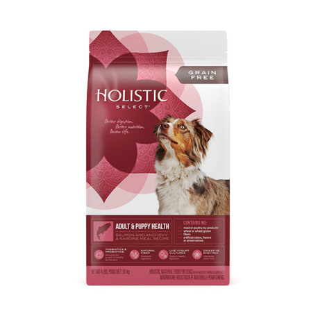 Holistic Select - Grain Free Salmon & Anchovy Adult & Puppy Recipe - 24 lbs Expiry Date: 2026-10-24